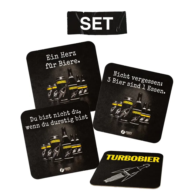 Turbobier Bierdeckel-Set Sprüche 2.0 3er-Pack