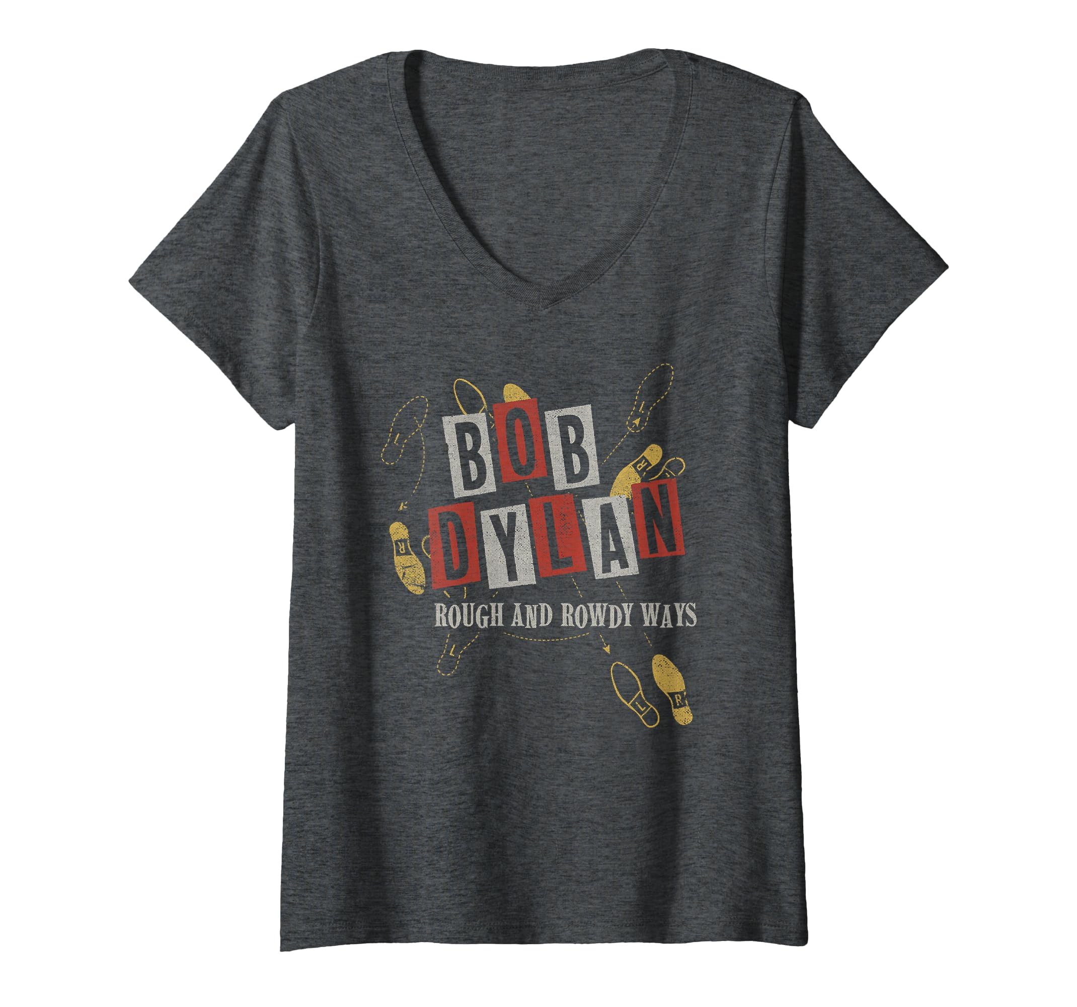 Bob Dylan LR T-Shirt Damen V-Ausschnitt Schwarz