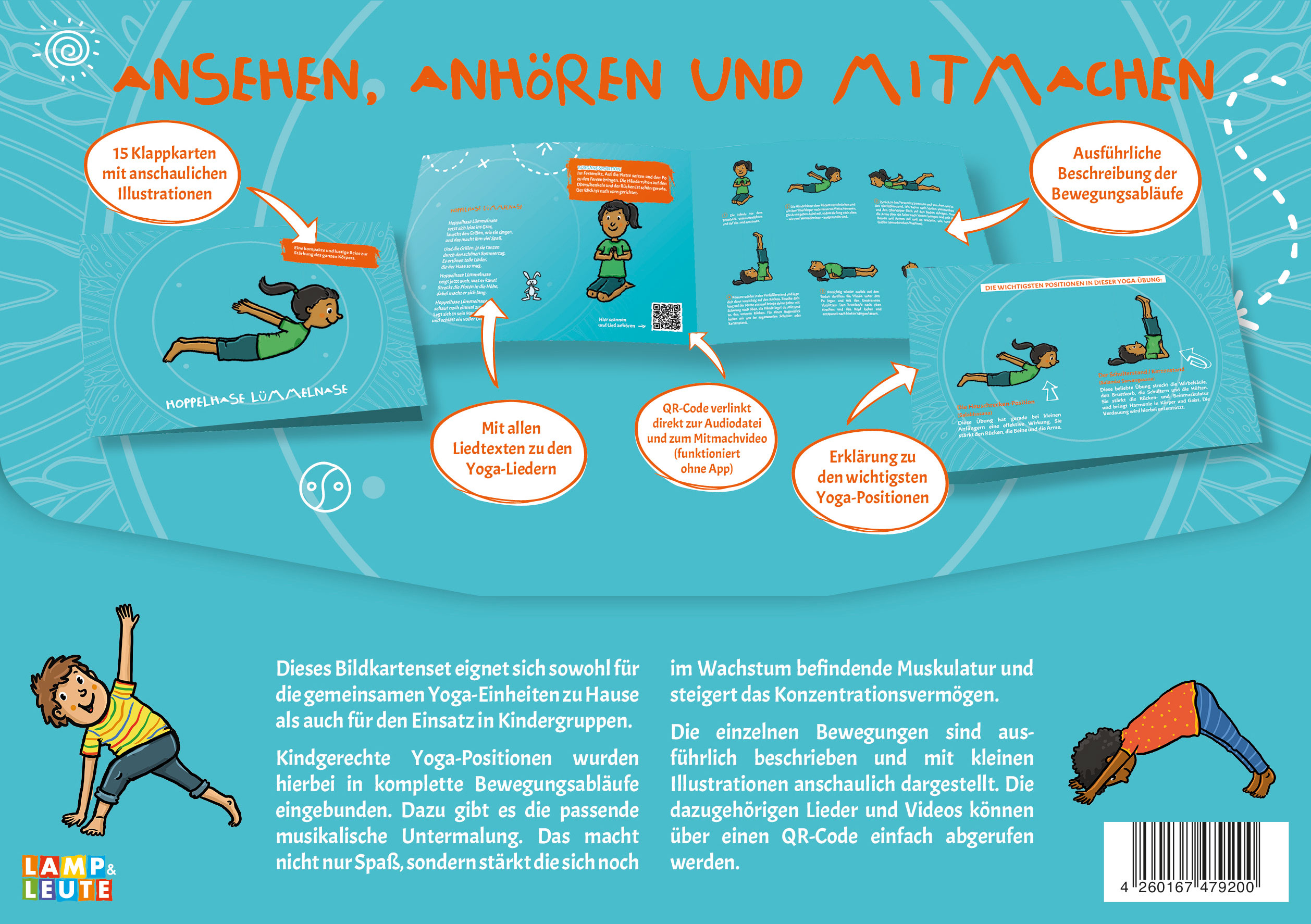Lamp und Leute Kinderyoga-Liederkarten Bildkarten-Set mit QR-Code