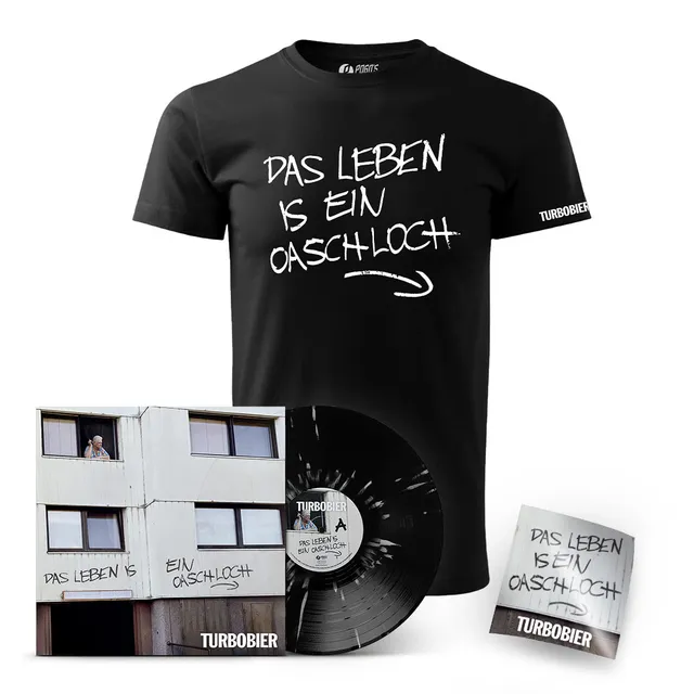 Turbobier Das Leben is ein Oaschloch Bundle Vinyl + Shirt L
