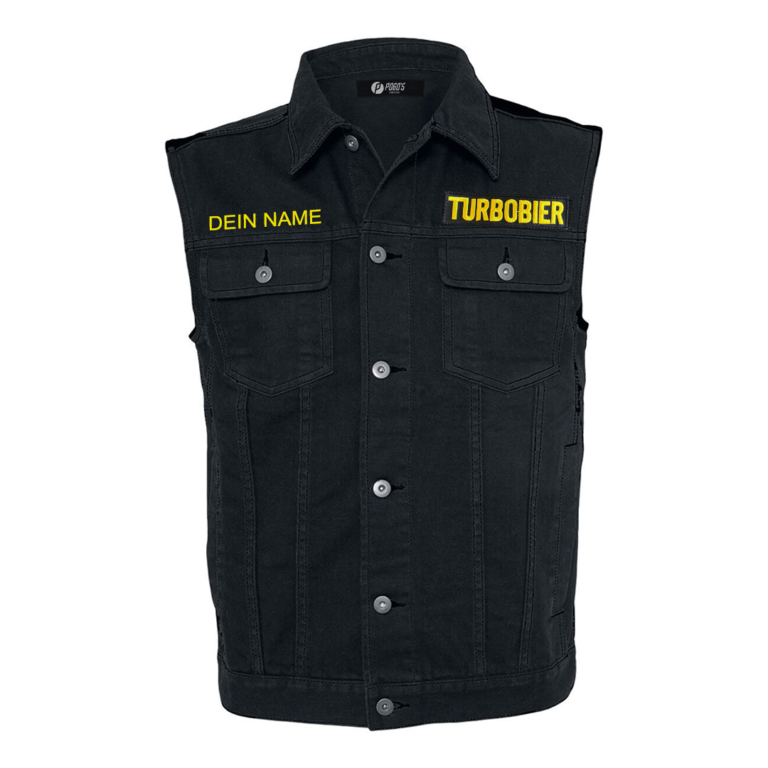Turbobier TurboKutte Weste personalisiert Rigid Denim