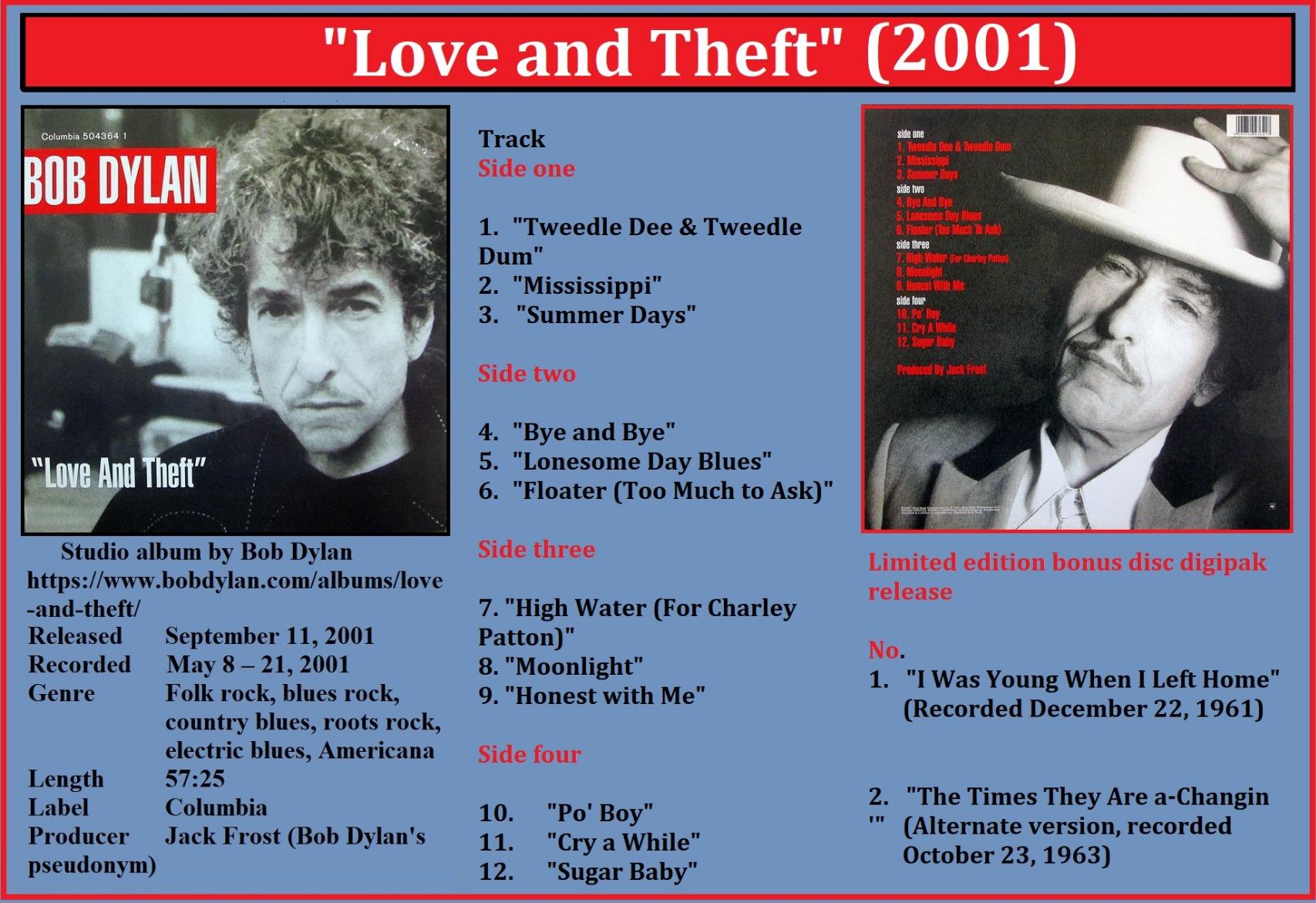 Bob Dylan Love and Theft Vinyl LP Album 2001 Remaster