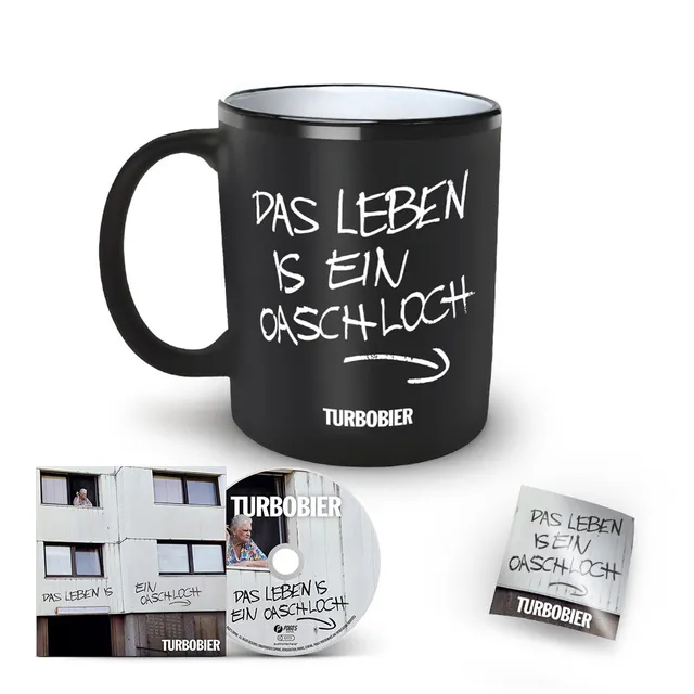 TURBOBIER Das Leben is ein Oaschloch CD Bundle Häferl 0,3l