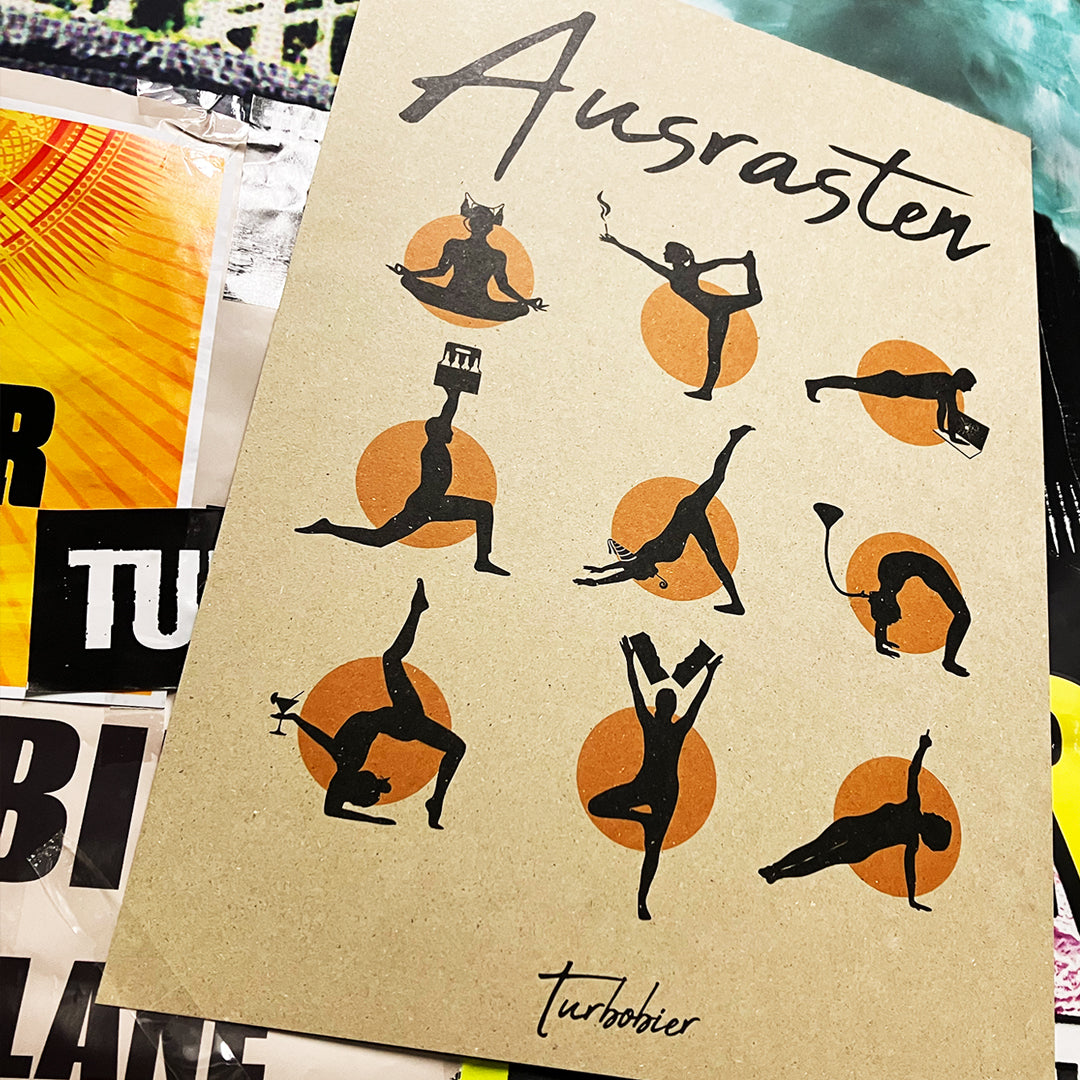 TURBOBIER Yoga Poster A3 Graspapier