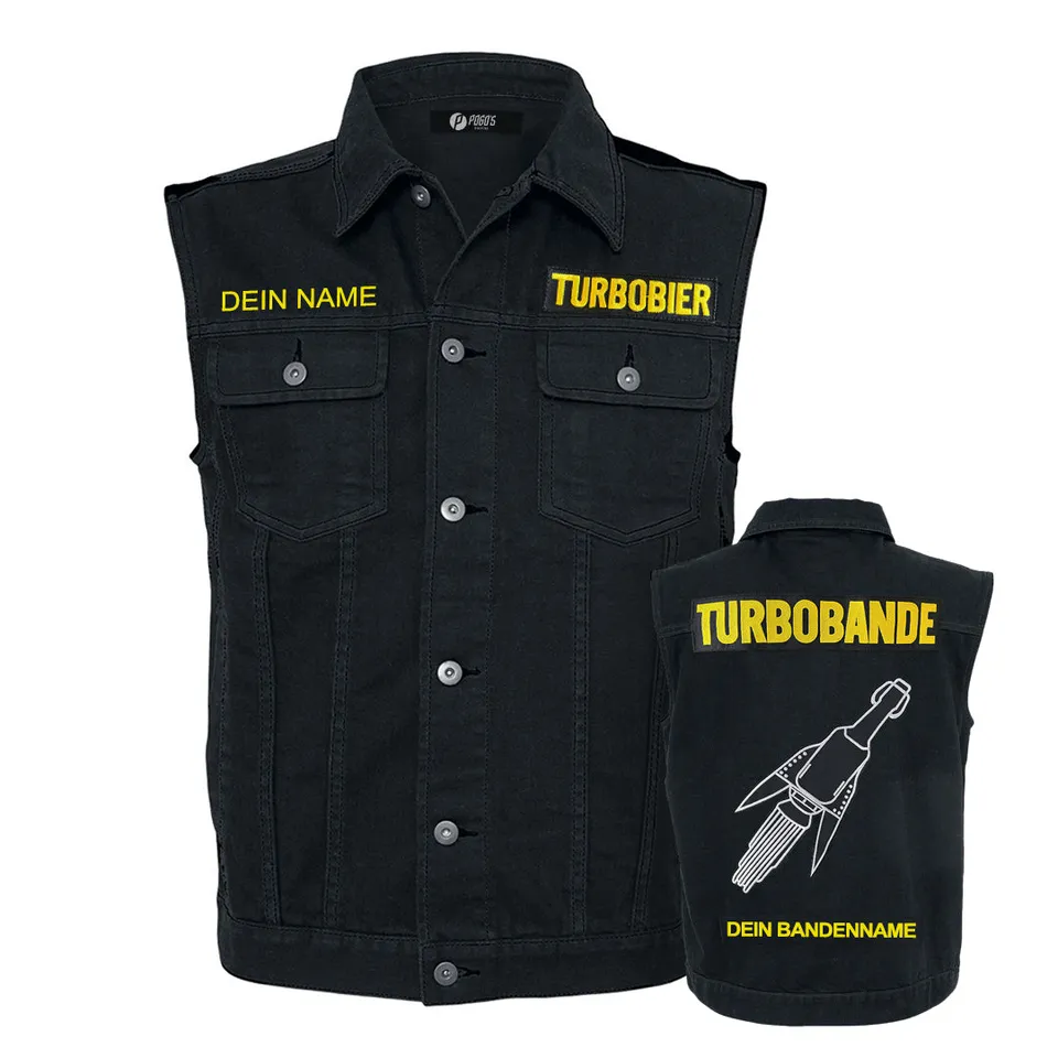 Turbobier TurboKutte Weste personalisiert Rigid Denim