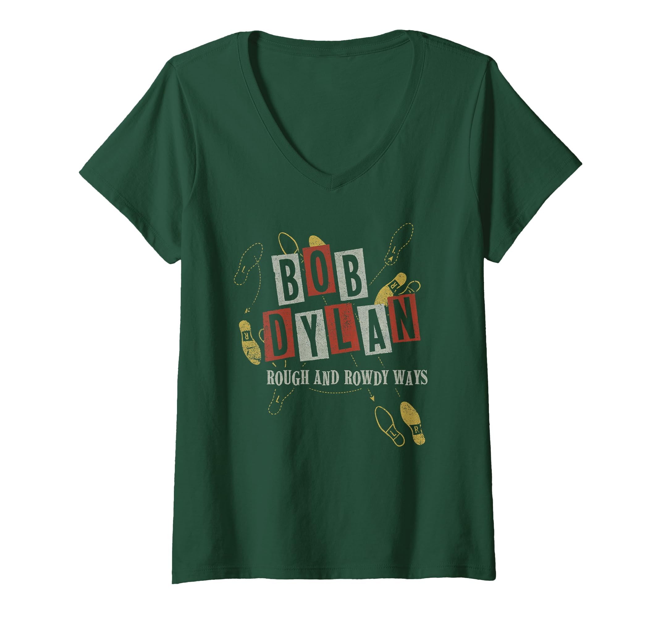 Bob Dylan LR T-Shirt Damen V-Ausschnitt Schwarz