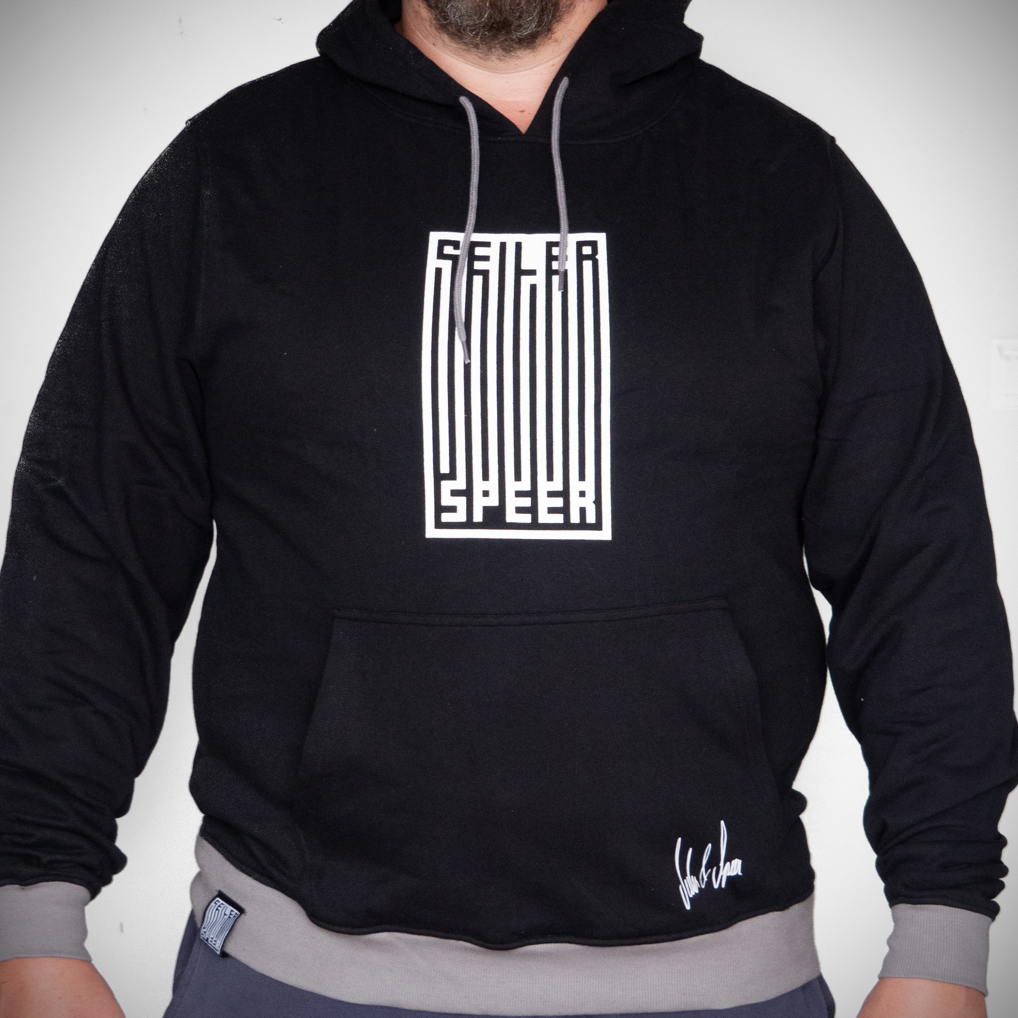 Seiler und Speer Barcode Hoodie Unisex Schwarz Baumwolle