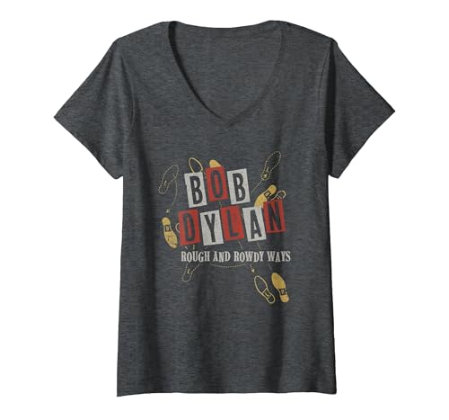 Bob Dylan LR T-Shirt Damen V-Ausschnitt Schwarz