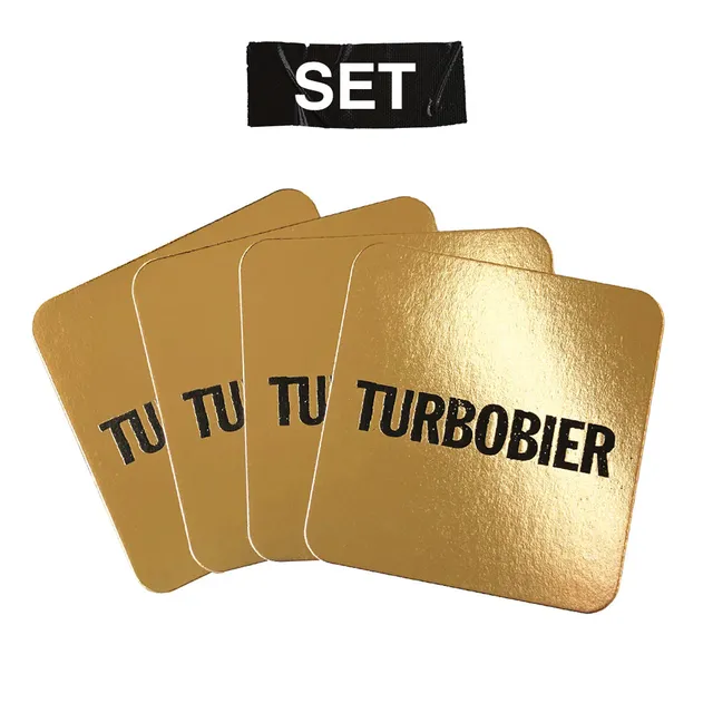TURBOBIER Gold Bierdeckel-Set 4er