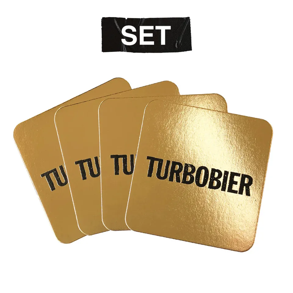 TURBOBIER Gold Bierdeckel-Set 4er