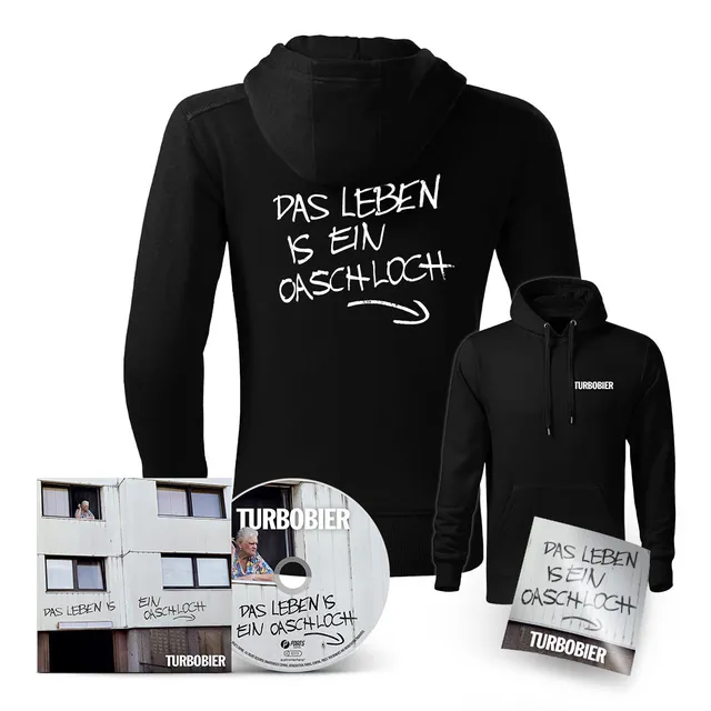 TURBOBIER Das Leben is ein Oaschloch CD + Hoodie Bundle
