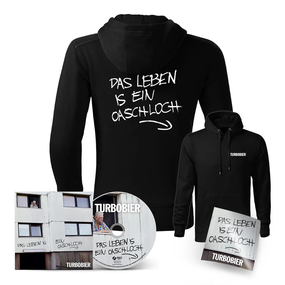 TURBOBIER Das Leben is ein Oaschloch CD + Hoodie Bundle