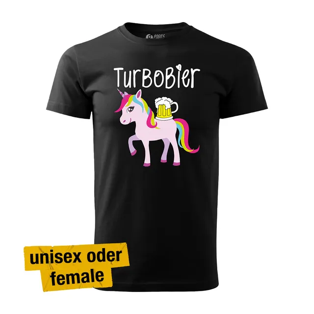 TURBOBIER Shirt Dursti Einhorn schwarz Baumwolle