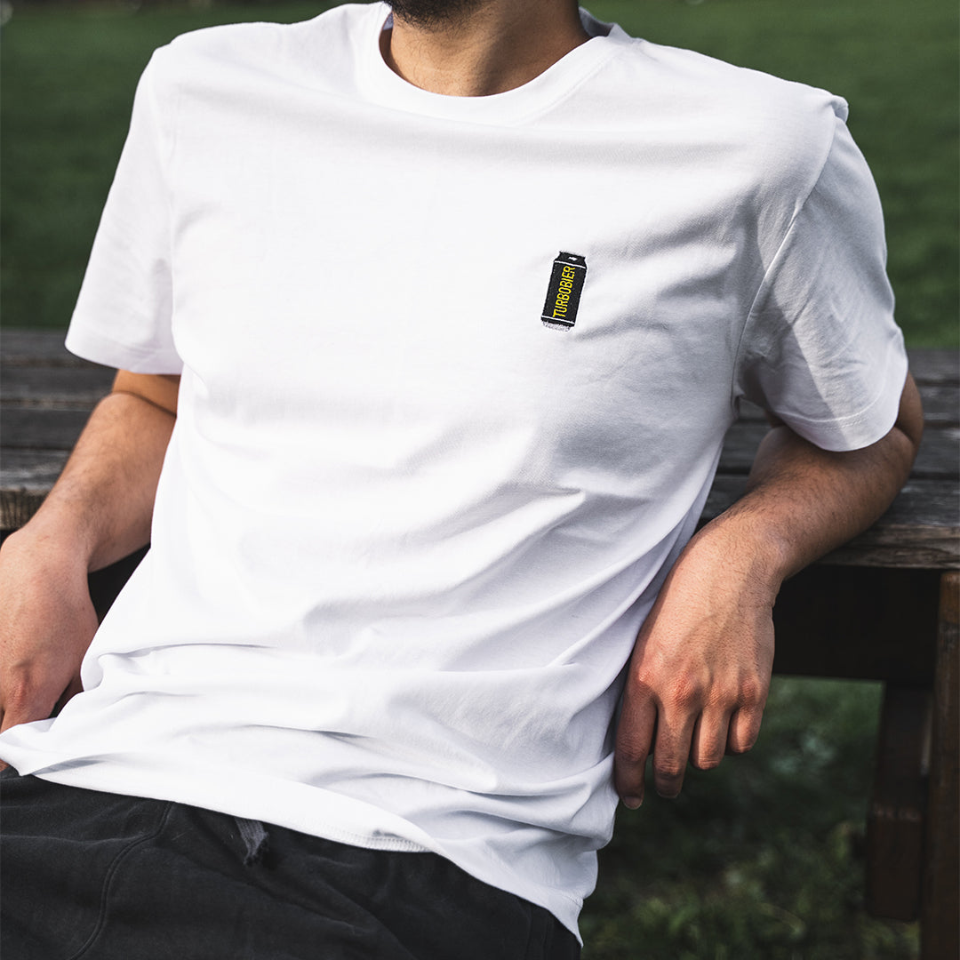 Turbobier Dose Shirt weiß Stick Baumwolle