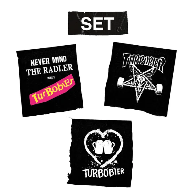 TURBOBIER Aufnäher Patches 3er-Set 10x10 cm Baumwolle