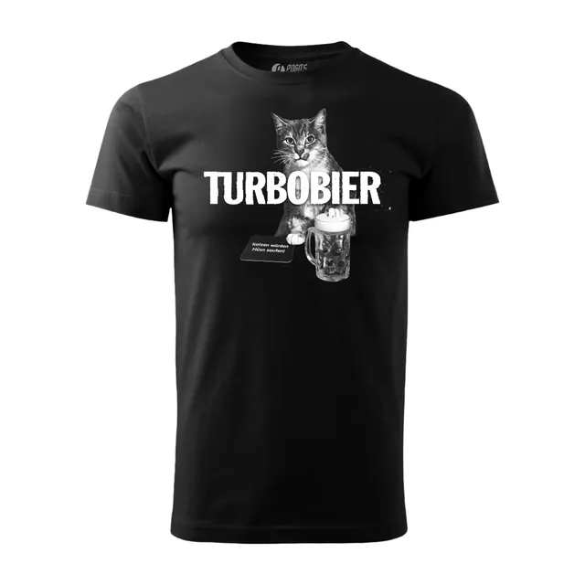 TURBOBIER Shirt Miez Katzen-Motiv schwarz Baumwolle