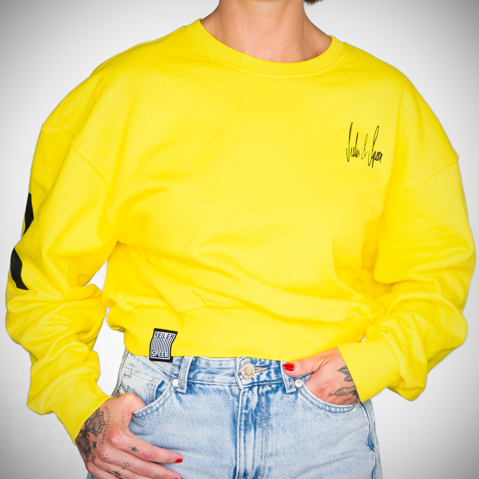 Seiler und Speer Barcode Sweatshirt gelb Girly Oversize