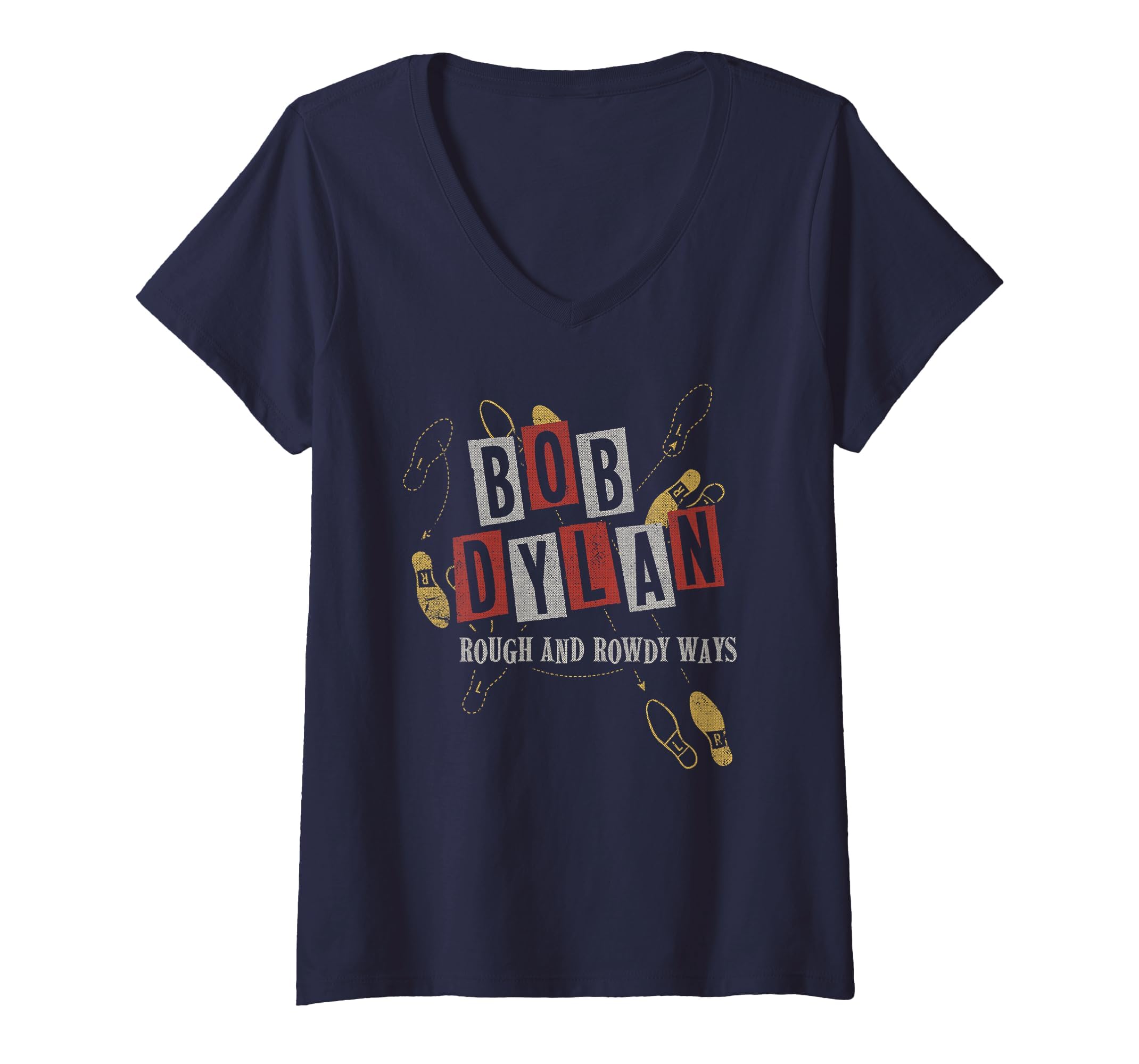 Bob Dylan LR T-Shirt Damen V-Ausschnitt Schwarz