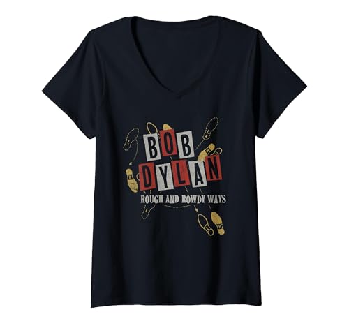 Bob Dylan LR T-Shirt Damen V-Ausschnitt Schwarz